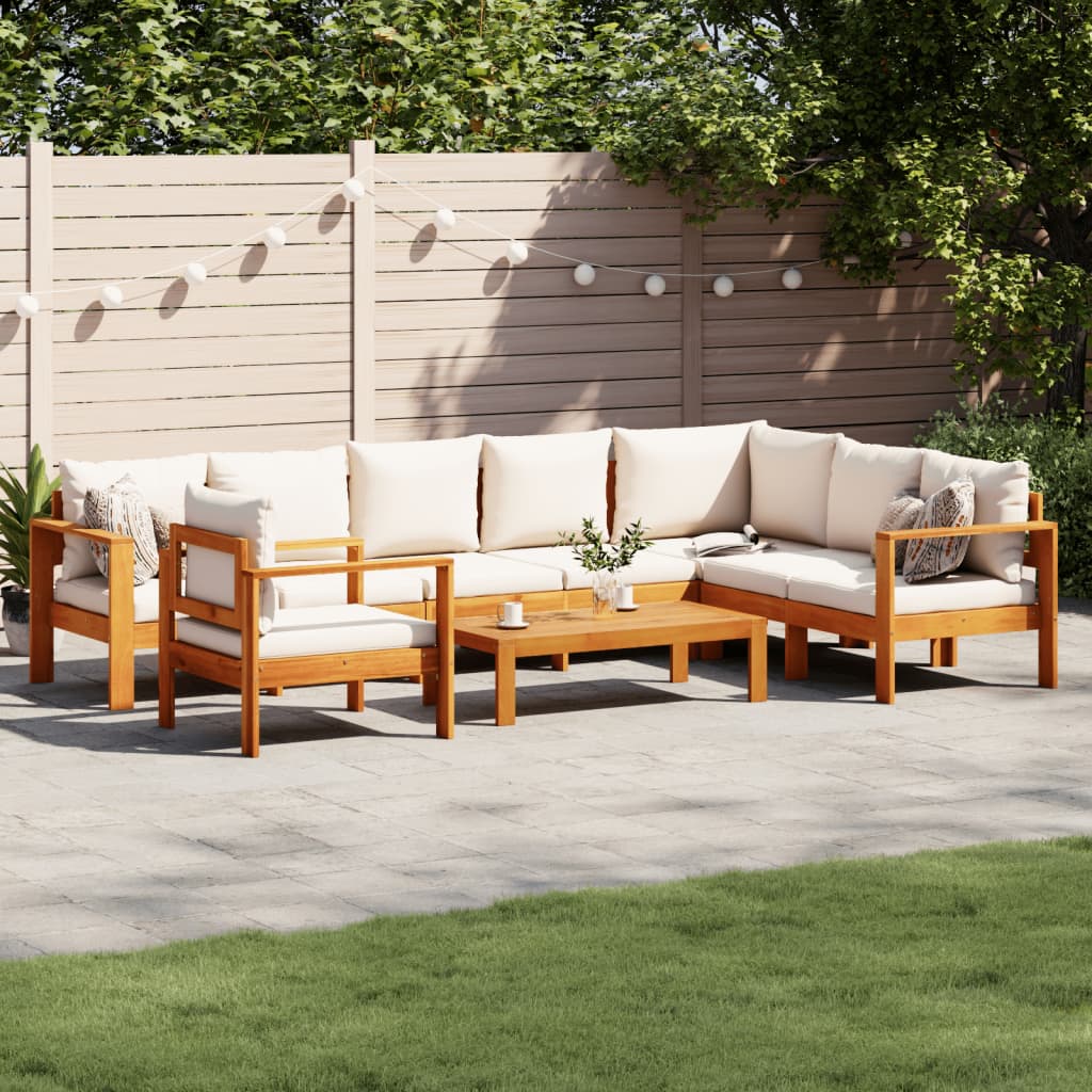 vidaXL 4-delige Loungeset met kussens massief acaciahout