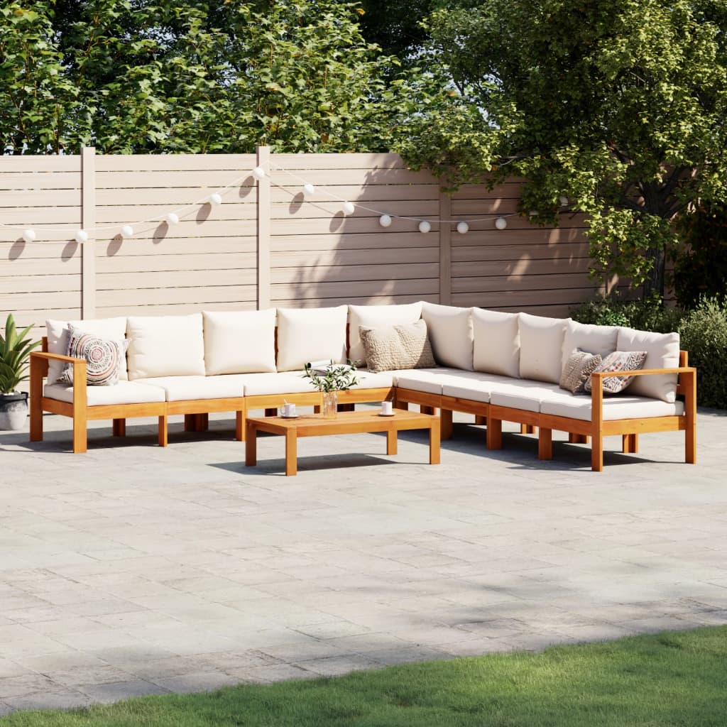 vidaXL 4-delige Loungeset met kussens massief acaciahout