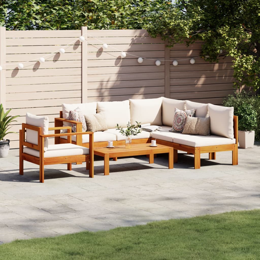 vidaXL 4-delige Loungeset met kussens massief acaciahout
