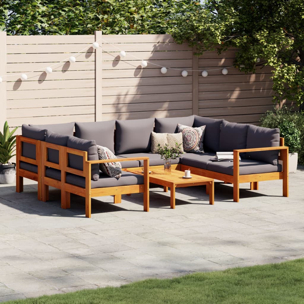 vidaXL 4-delige Loungeset met kussens massief acaciahout
