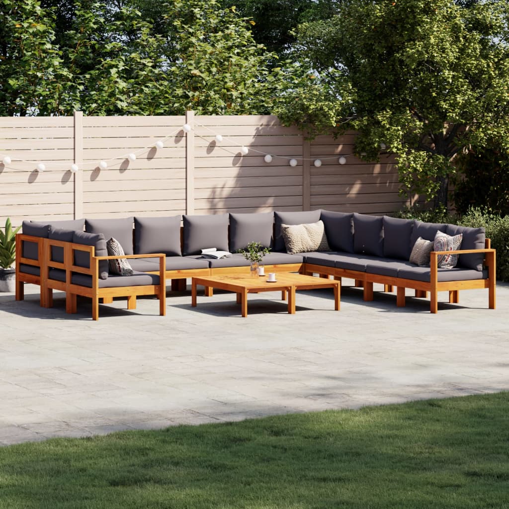 vidaXL 4-delige Loungeset met kussens massief acaciahout