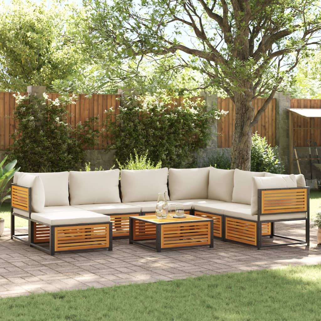 vidaXL 6-delige Loungeset met kussens massief acaciahout