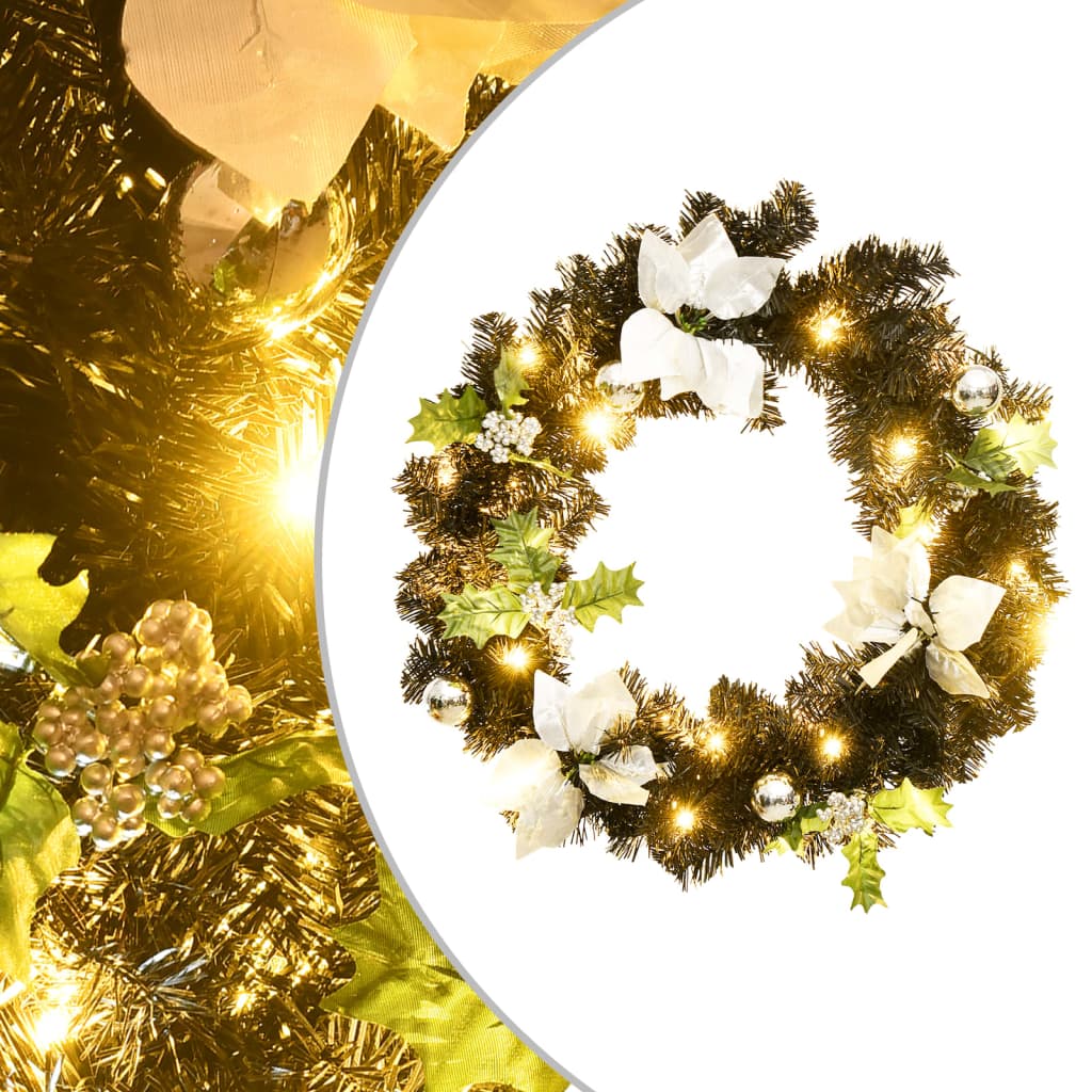 vidaXL Kerstkrans met LED-verlichting Groen 60 cm PVC