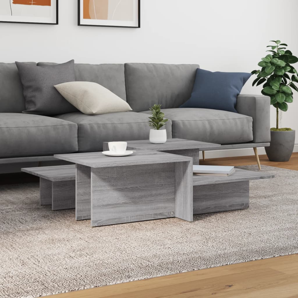 vidaXL Salontafels 2 st bewerkt hout wit