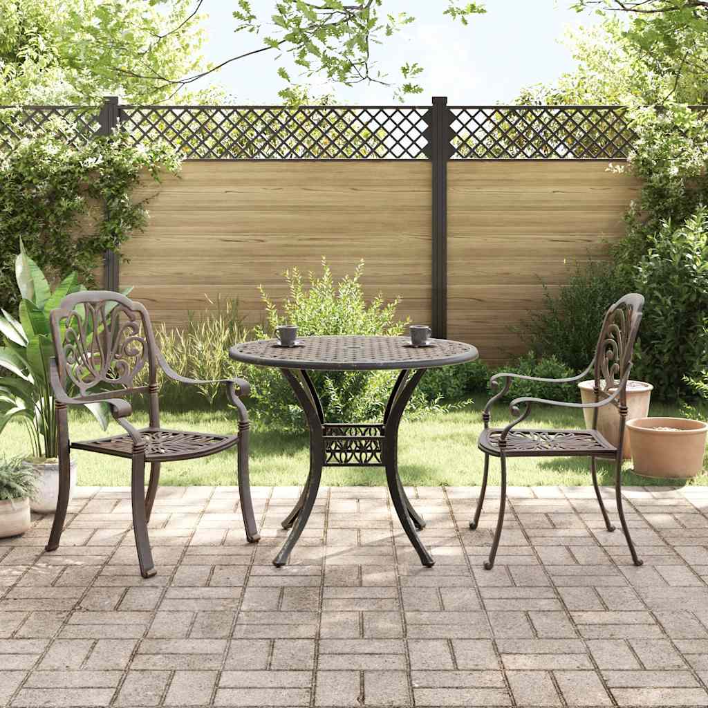 vidaXL 3-delige Bistroset gietaluminium bronskleurig