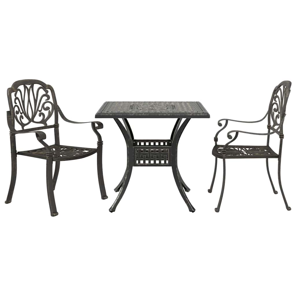 vidaXL 3-Piece Cast Aluminum Bistro Set Bronze