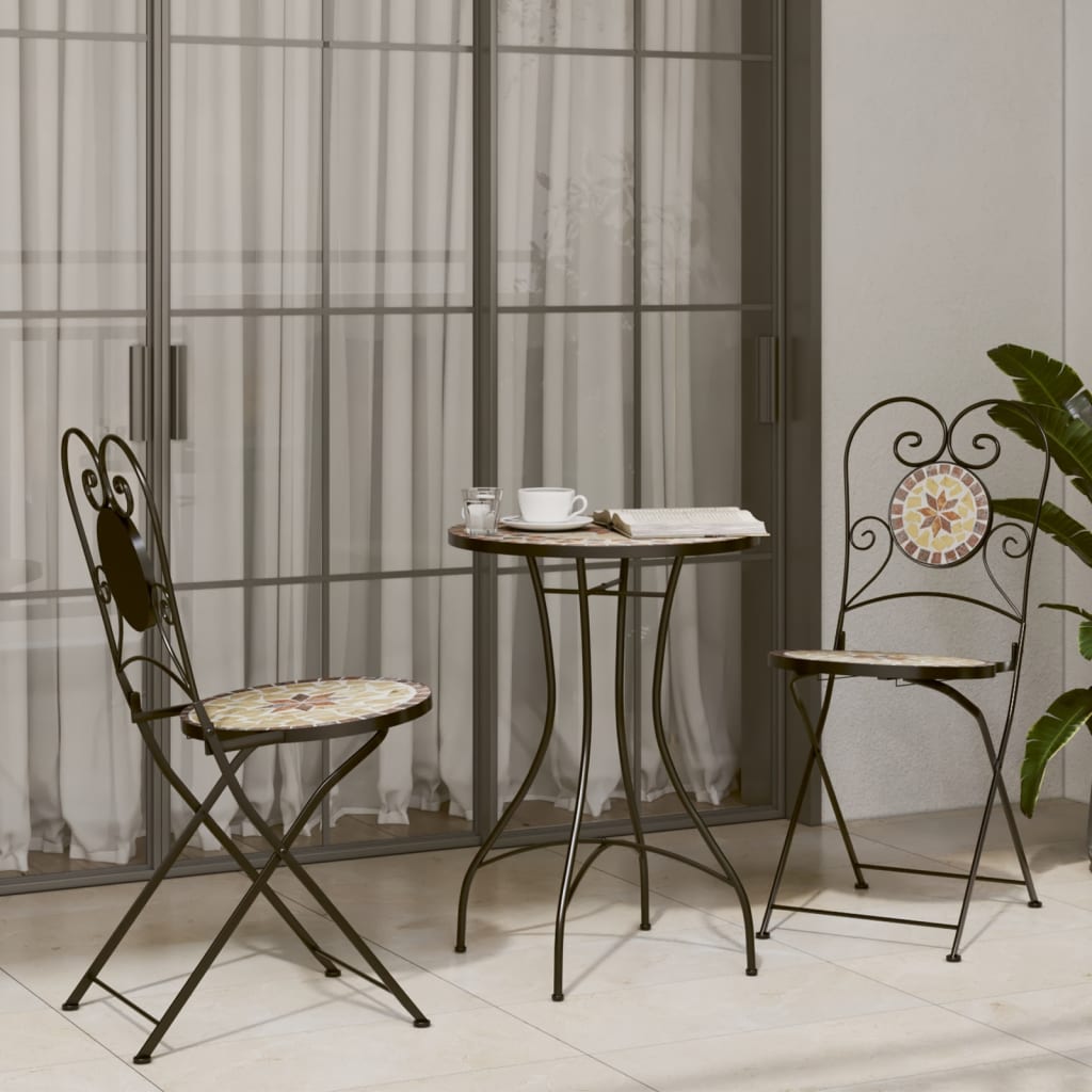 vidaXL 3-delige Bistroset keramische tegel terracotta