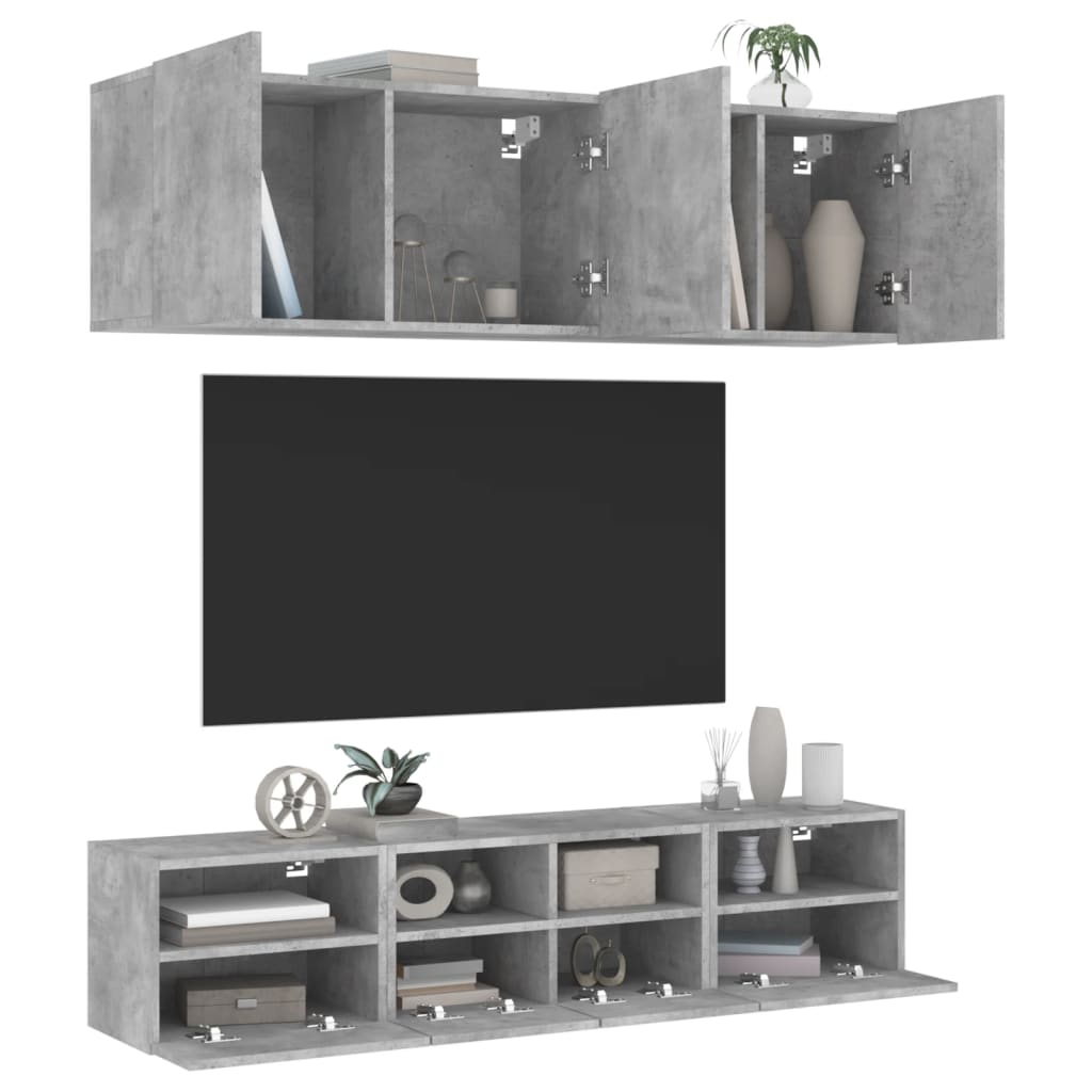 vidaXL 5-delige Tv-meubelset bewerkt hout wit