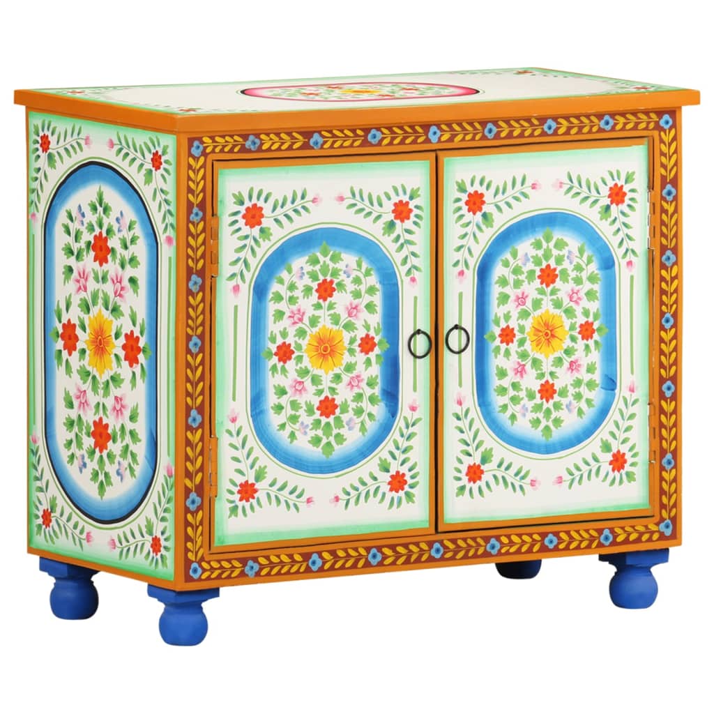 vidaXL Hand-Painted Sideboard 70x35x60 cm Solid Mango Wood Multicolored