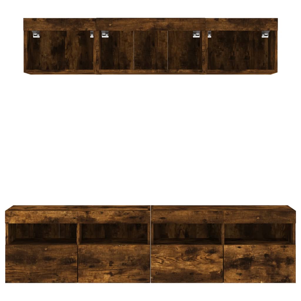 vidaXL 5-delige Tv-wandmeubelset met LED bewerkt hout sonoma eiken