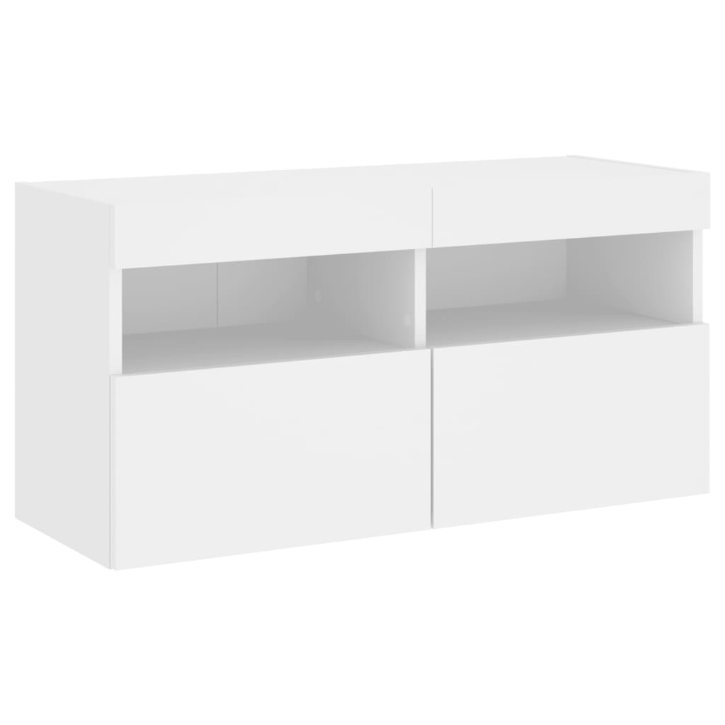 vidaXL 5-delige Tv-wandmeubelset met LED-verlichting bewerkt hout wit