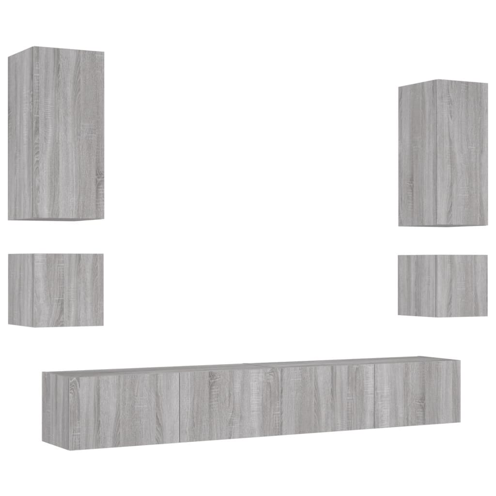 vidaXL 6-Piece TV Wall Unit Set with LED Lighting White