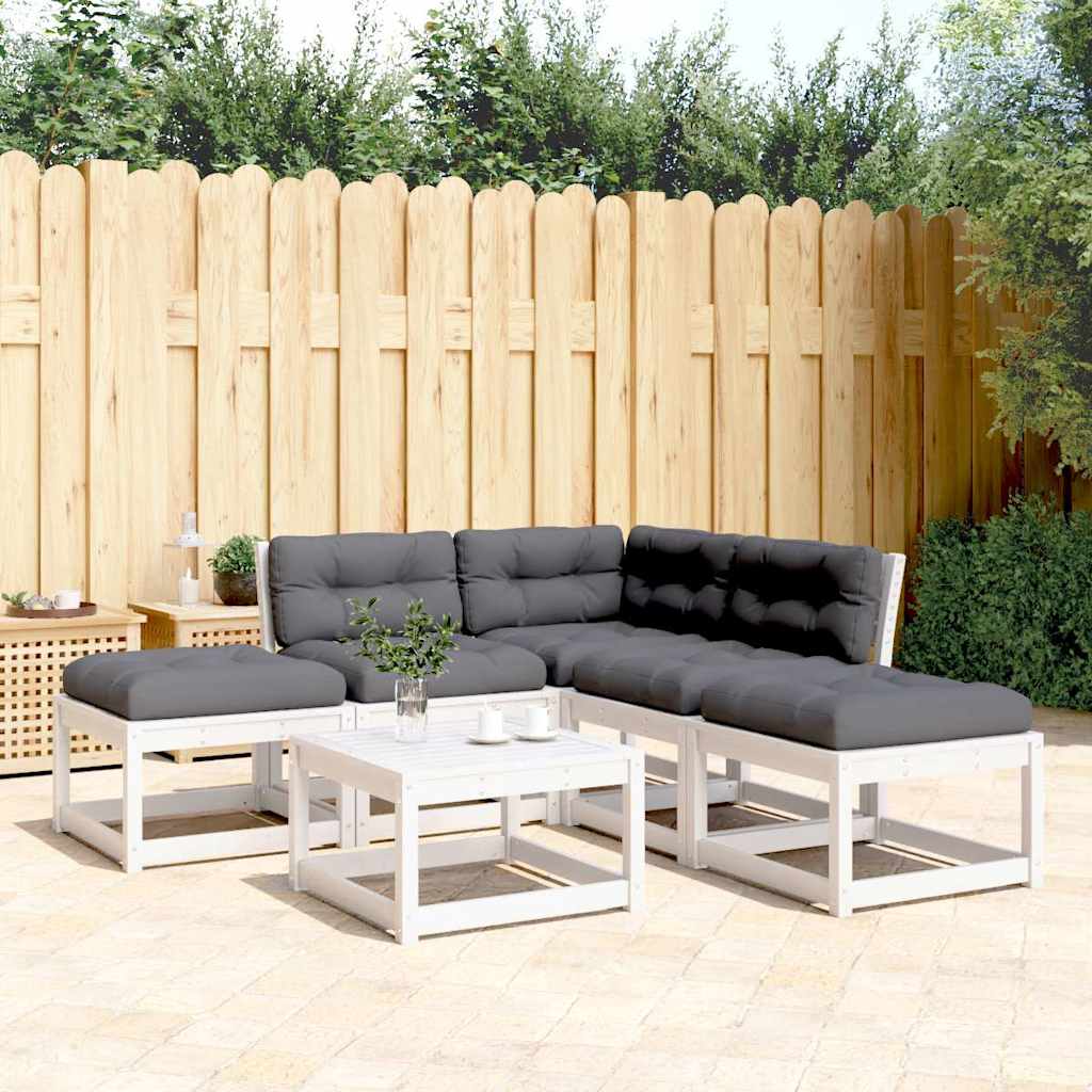 vidaXL 5-delige Loungeset met kussens massief grenenhout