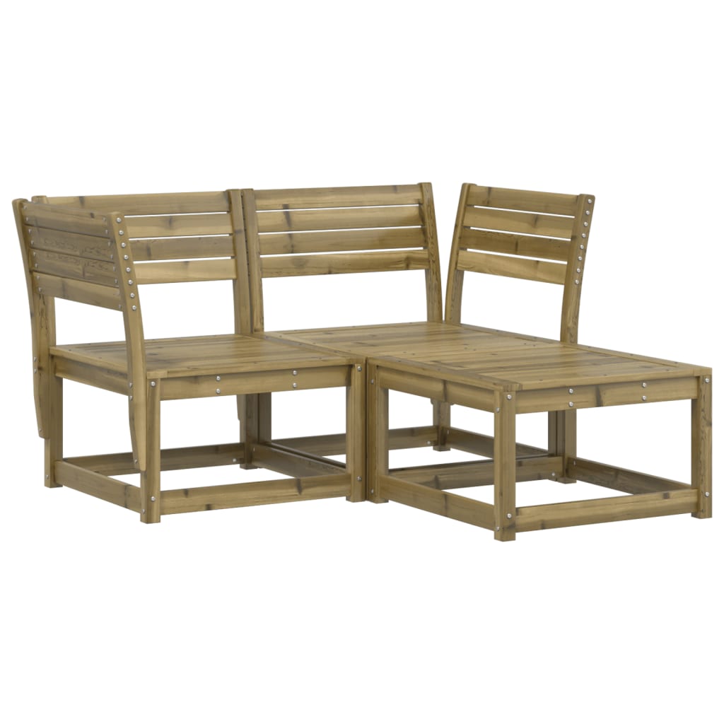 vidaXL 3-delige Loungeset massief grenenhout