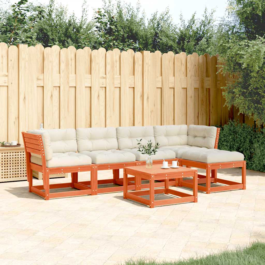 vidaXL 5-delige Loungeset met kussens massief grenenhout