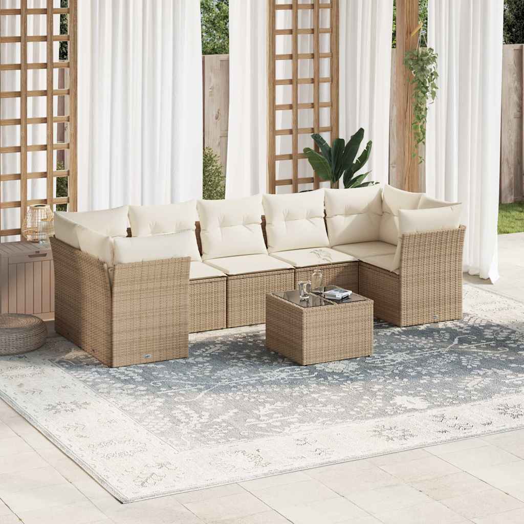 vidaXL 8-delige Loungeset met kussens poly rattan zwart