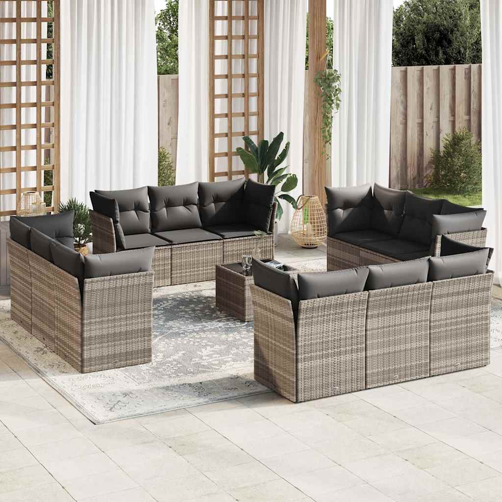 vidaXL 12-delige Loungeset met kussens poly rattan zwart