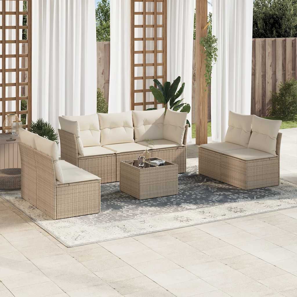 vidaXL 7-delige Loungeset met kussens poly rattan zwart