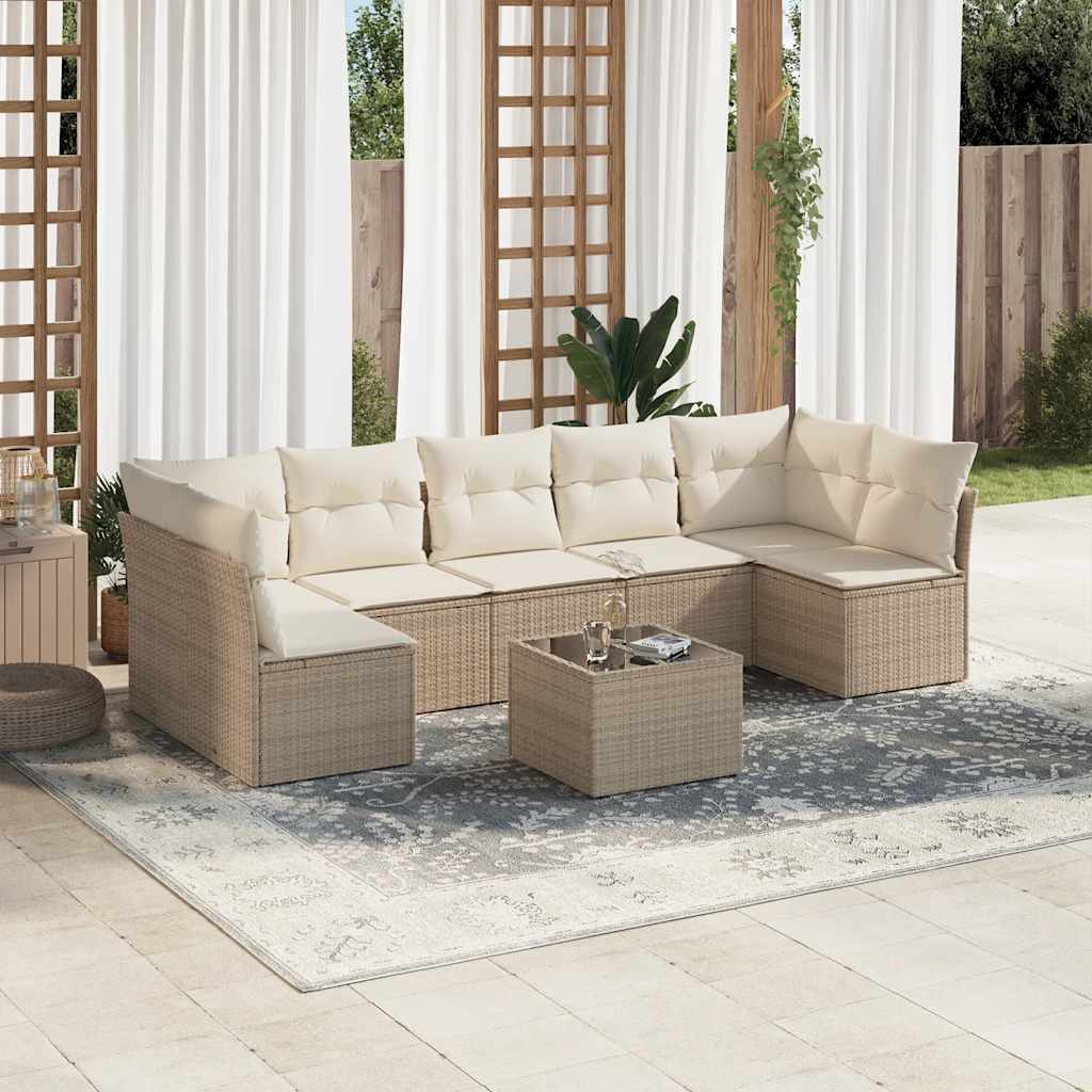 vidaXL 7-delige Loungeset met kussens poly rattan zwart