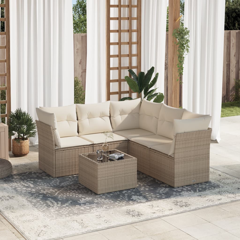 vidaXL 5-delige Loungeset met kussens poly rattan zwart