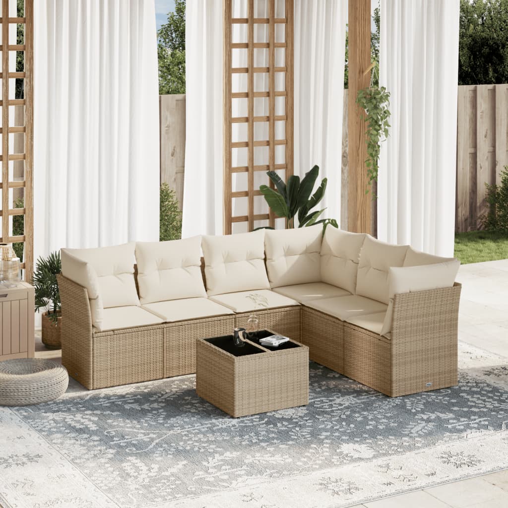 vidaXL 6-delige Loungeset met kussens poly rattan zwart