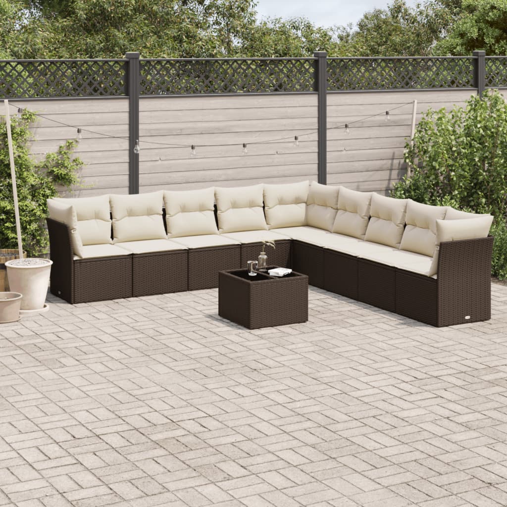 vidaXL 9-delige Loungeset met kussens poly rattan zwart