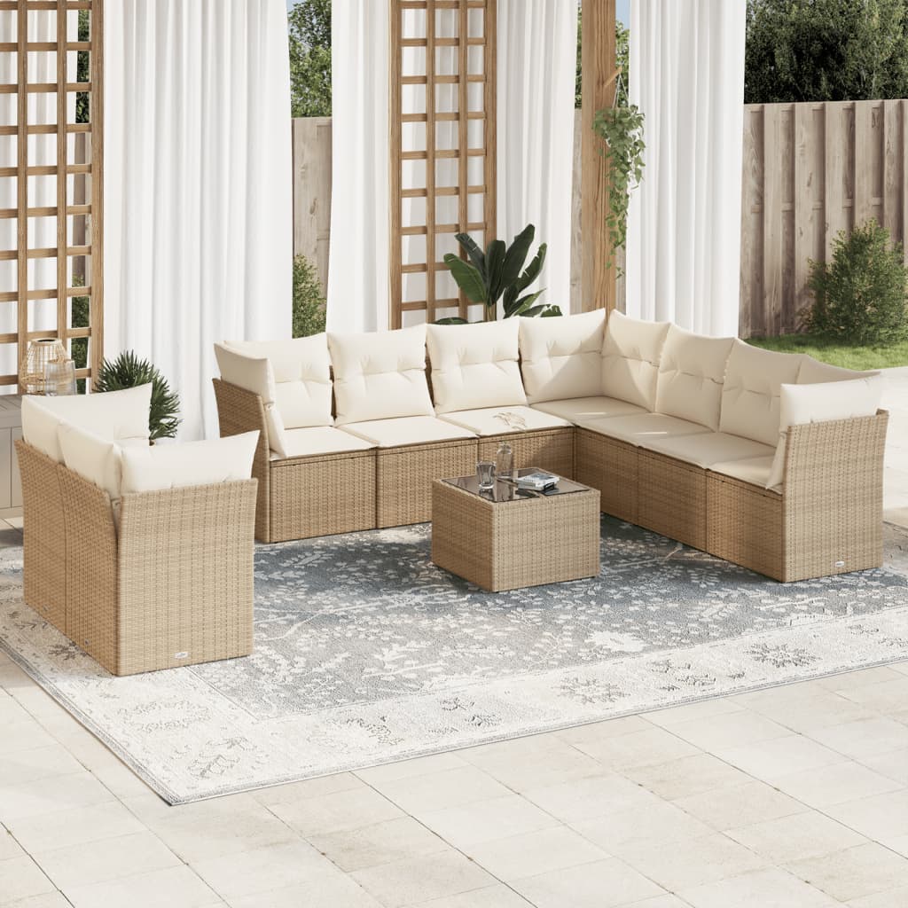 vidaXL 9-delige Loungeset met kussens poly rattan zwart