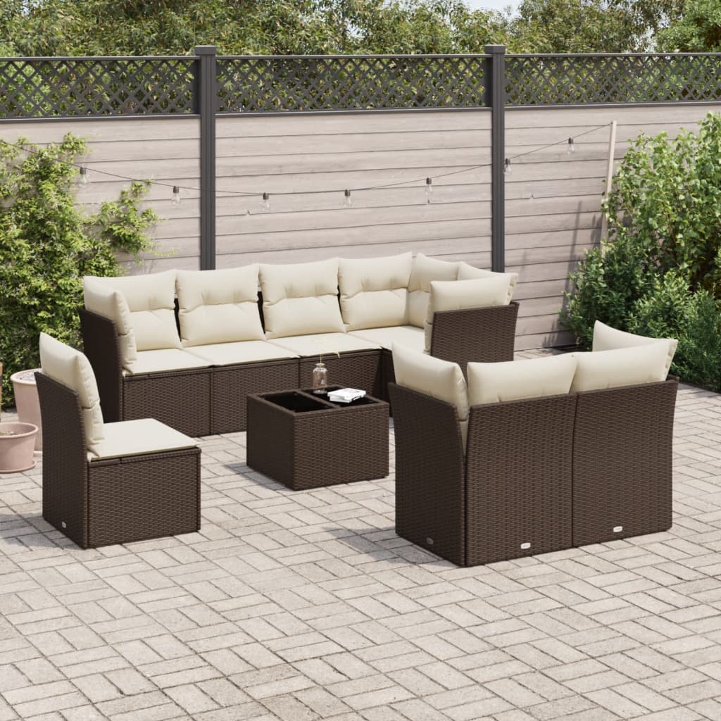 vidaXL 8-delige Loungeset met kussens poly rattan zwart