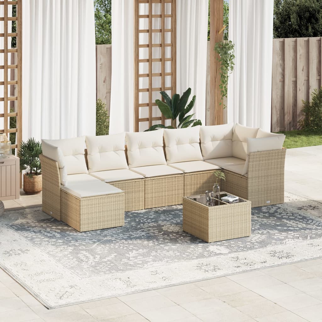 vidaXL 7-delige Loungeset met kussens poly rattan zwart