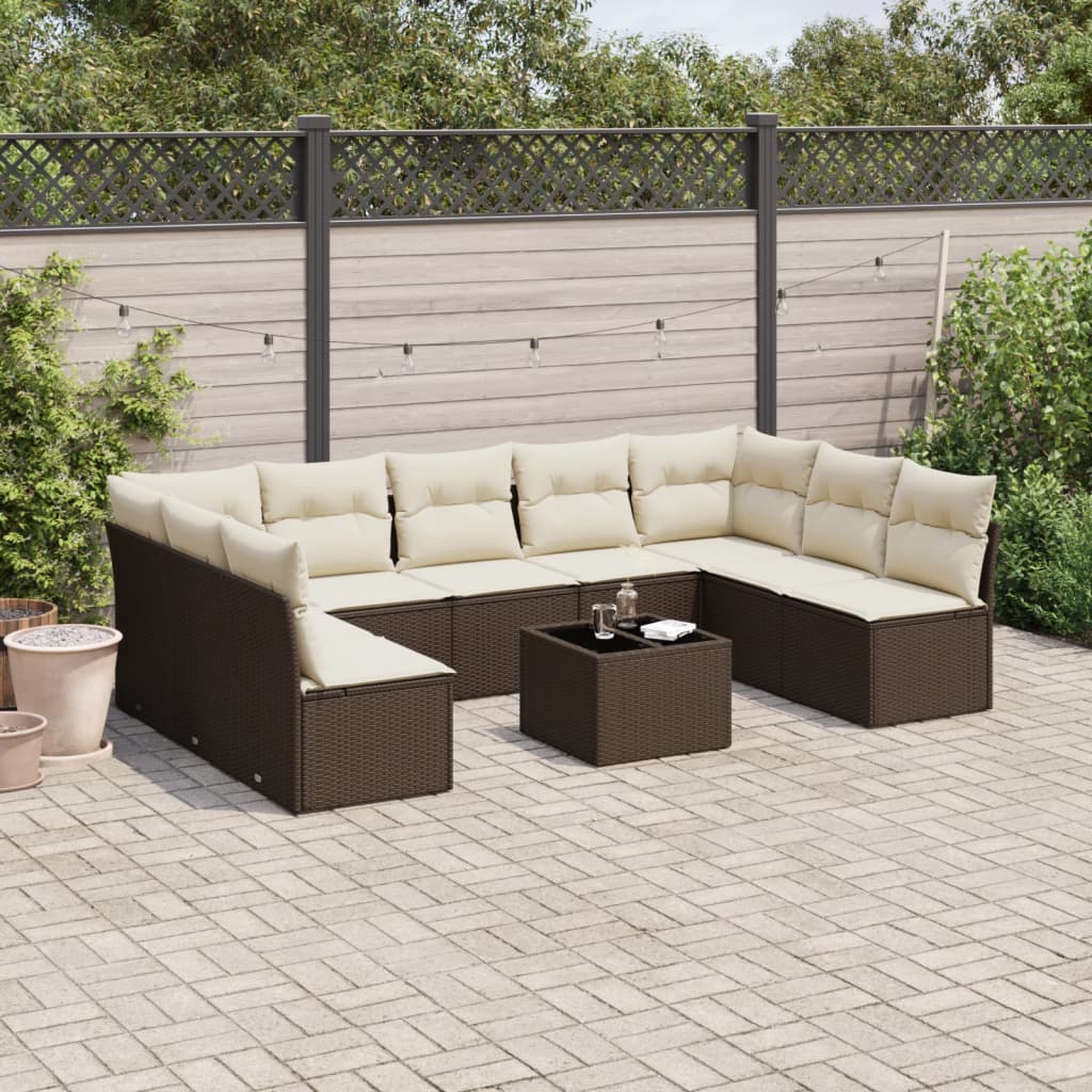 vidaXL 9-delige Loungeset met kussens poly rattan zwart