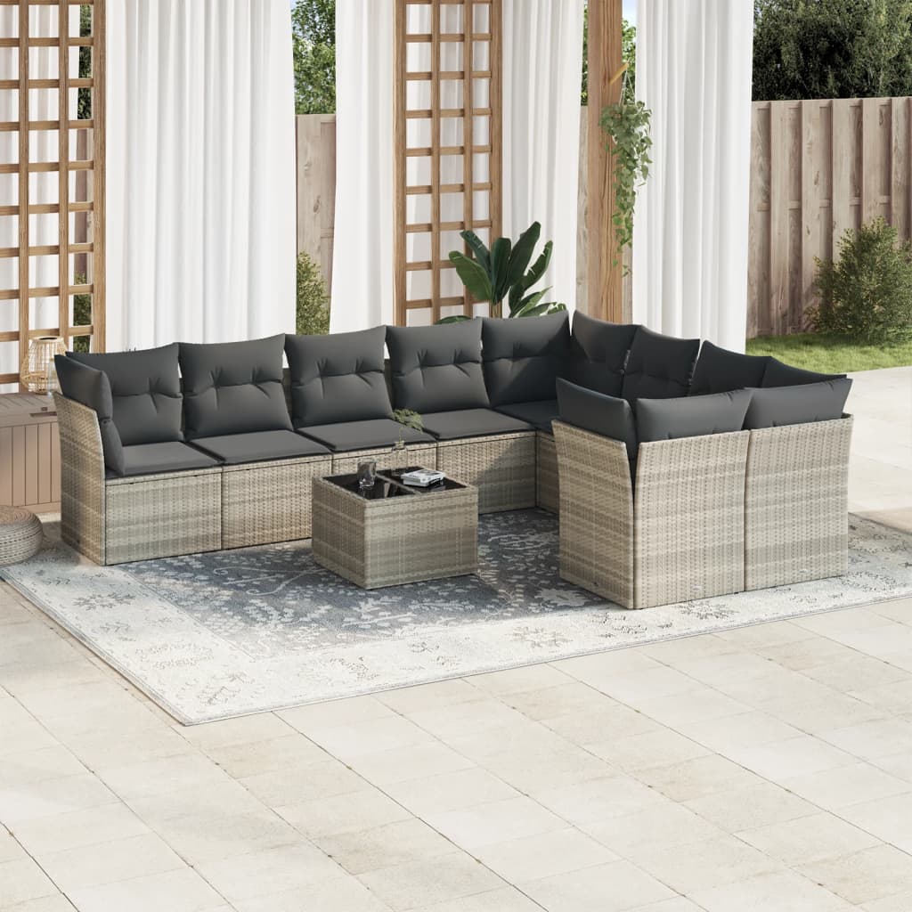 vidaXL 9-delige Loungeset met kussens poly rattan zwart