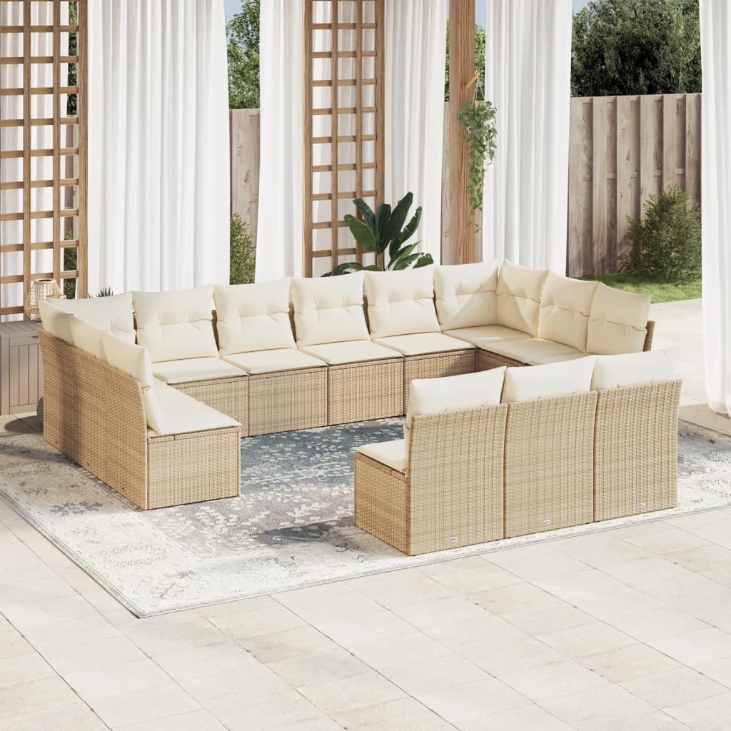 vidaXL 13-delige Loungeset met kussens poly rattan zwart