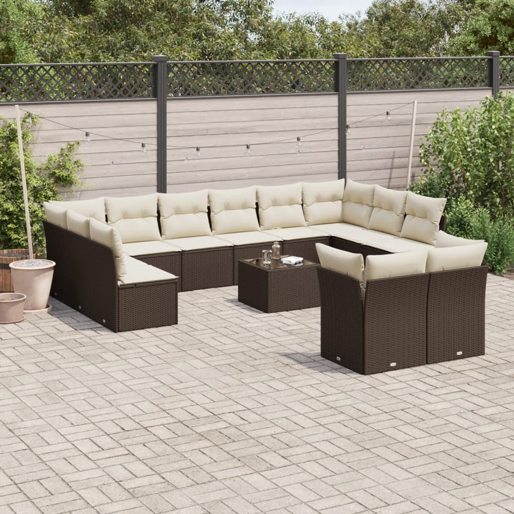 vidaXL 12-delige Loungeset met kussens poly rattan zwart