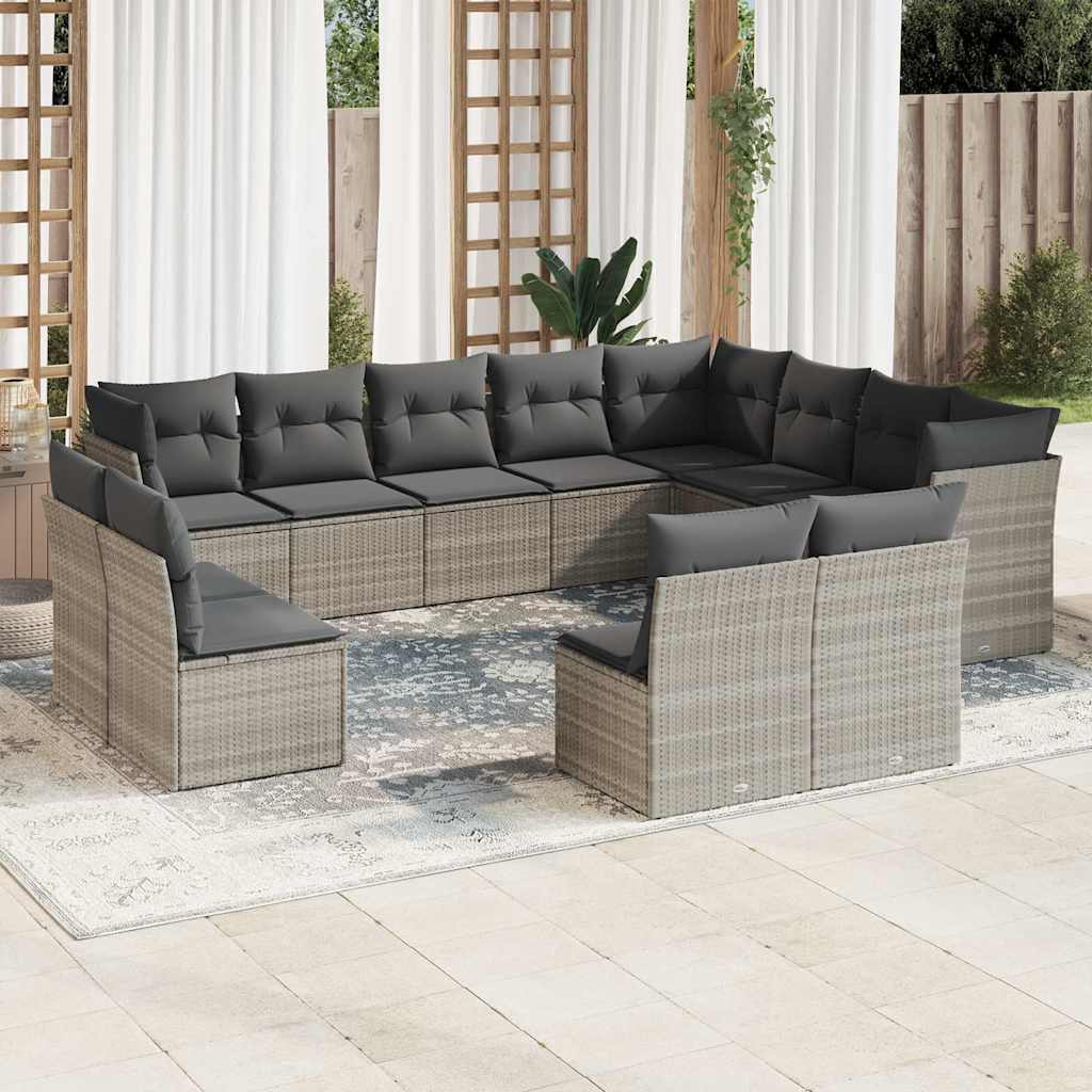 vidaXL 12-delige Loungeset met kussens poly rattan zwart