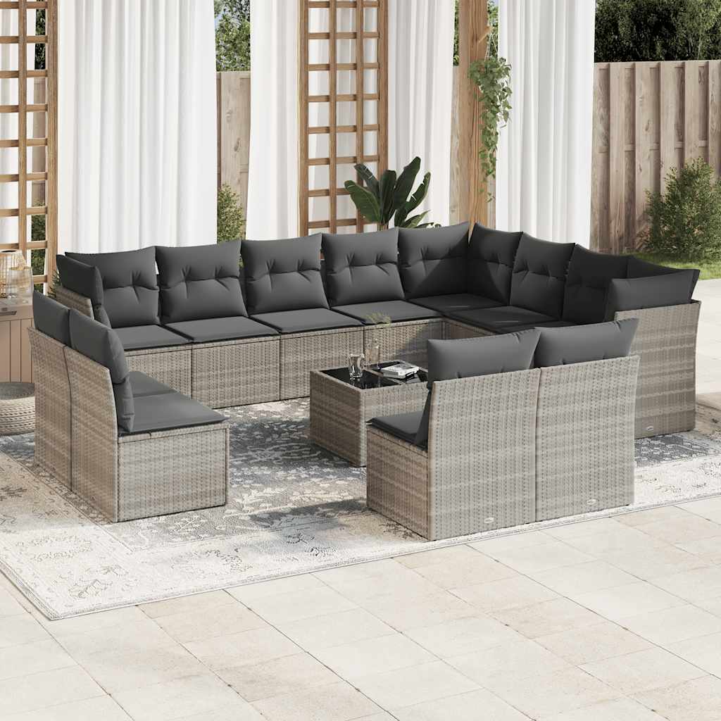 vidaXL 12-delige Loungeset met kussens poly rattan zwart