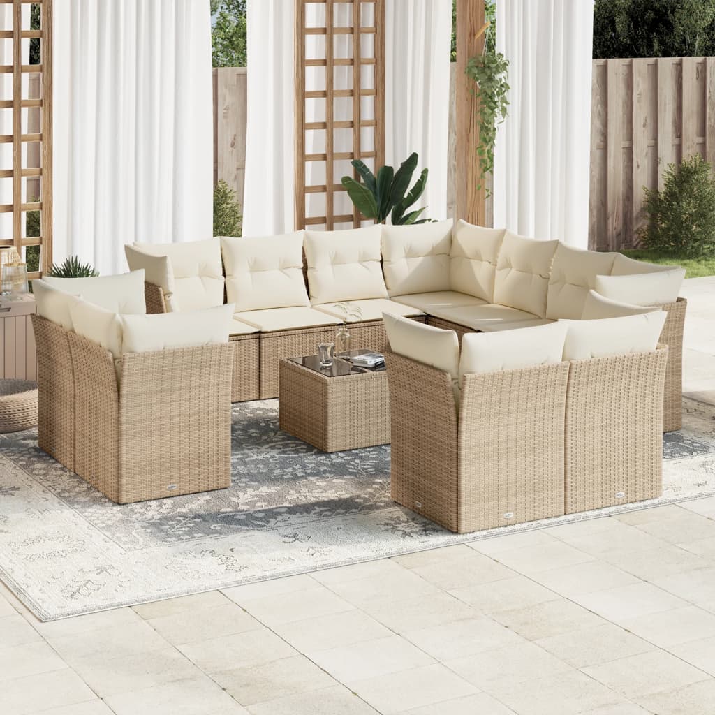 vidaXL 11-delige Loungeset met kussens poly rattan zwart