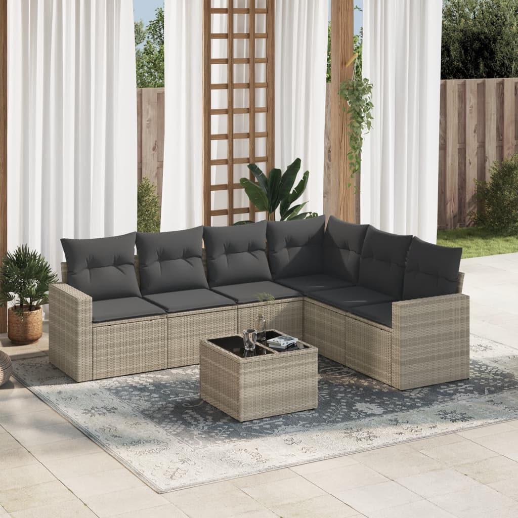 vidaXL 6-delige Loungeset met kussens poly rattan zwart