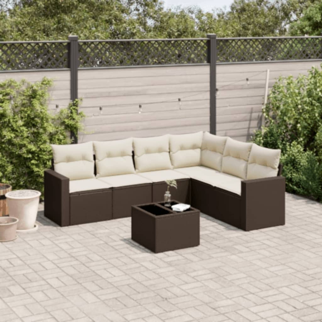 vidaXL 6-delige Loungeset met kussens poly rattan zwart