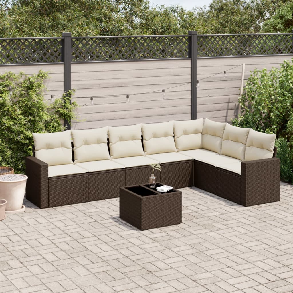 vidaXL 7-delige Loungeset met kussens poly rattan zwart