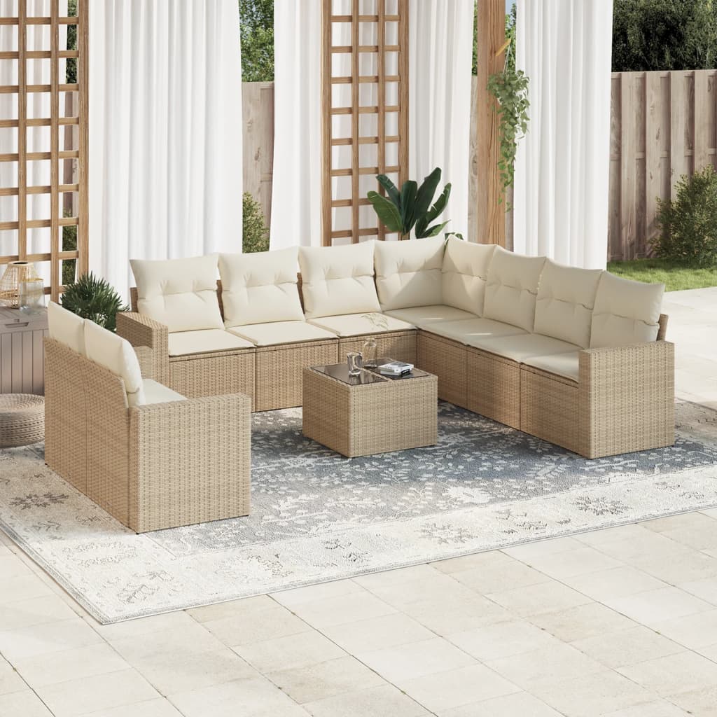 vidaXL 9-delige Loungeset met kussens poly rattan zwart