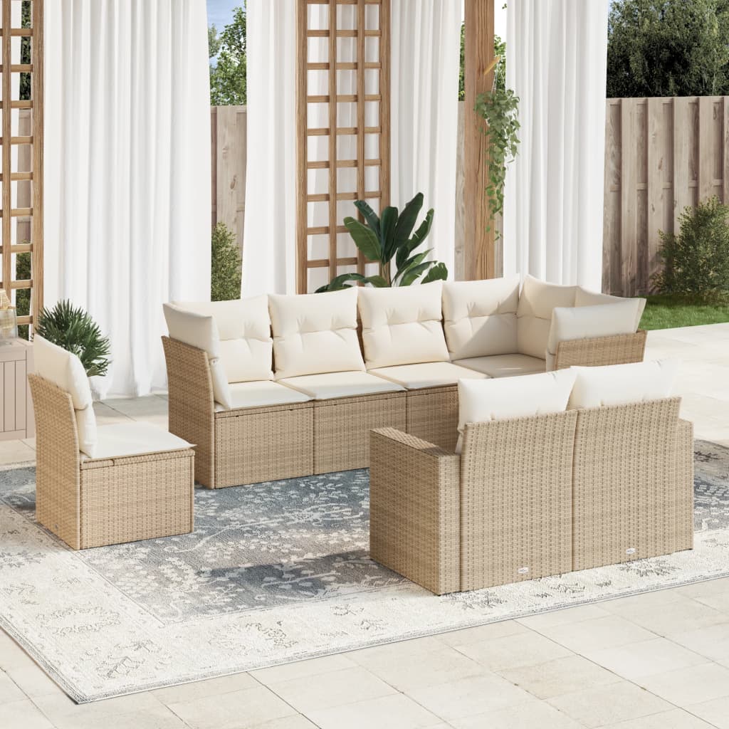 vidaXL 8-delige Loungeset met kussens poly rattan zwart