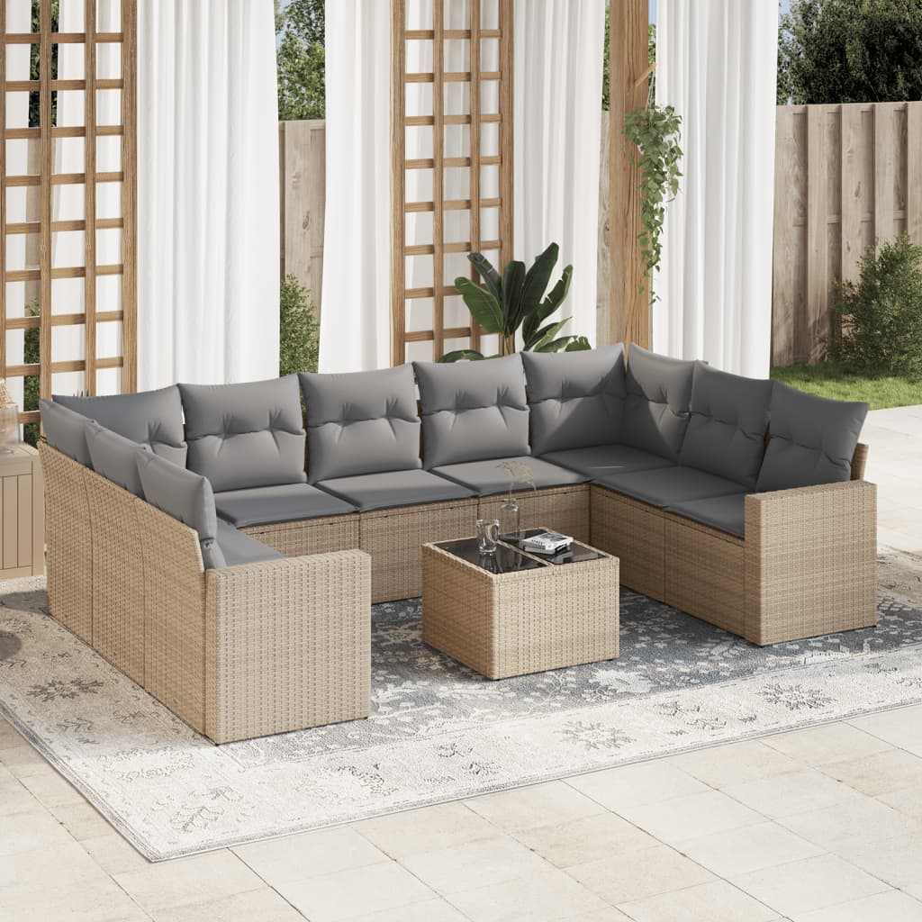 vidaXL 9-piece Poly Rattan Lounge Set with Cushions Black