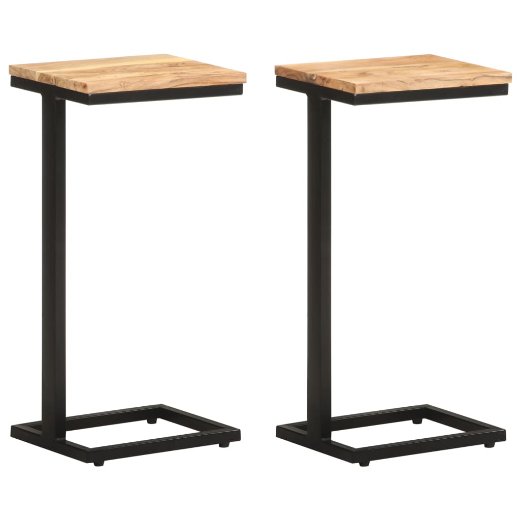 vidaXL Bijzettafels 2 st 31,5x24,5x64,5 cm ruw mangohout