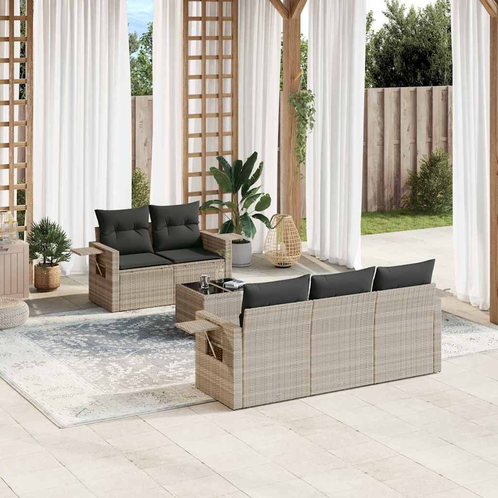 vidaXL 6-Piece Lounge Set with Cushions Poly Rattan Black