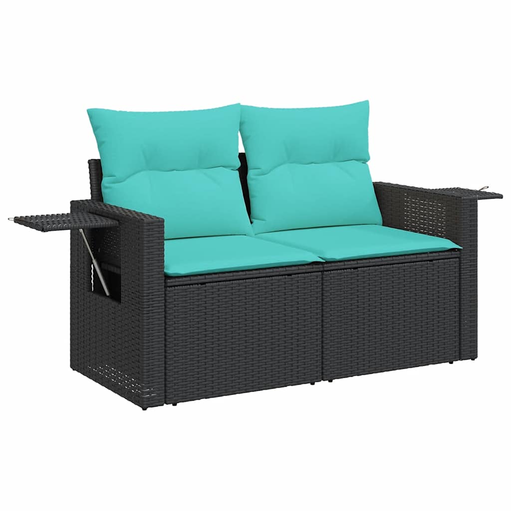 vidaXL 8-delige tuinbankset met kussens, zwart polyrotan