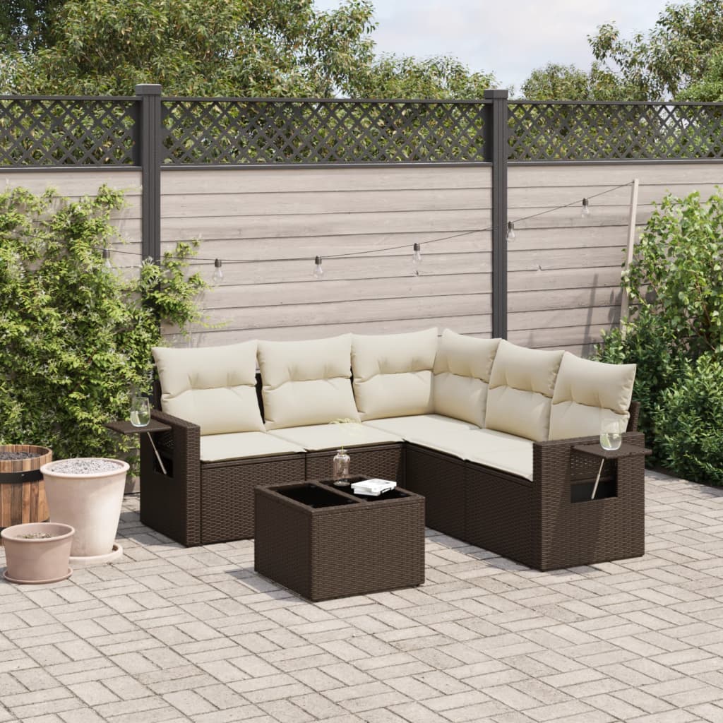 vidaXL 5-delige Loungeset met kussens poly rattan zwart