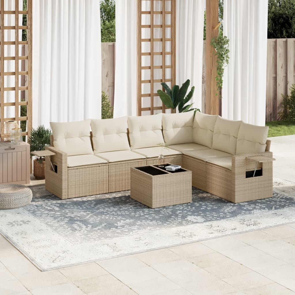 vidaXL 6-delige Loungeset met kussens poly rattan zwart