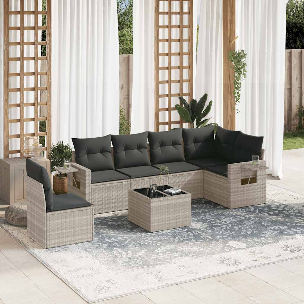 vidaXL 6-delige Loungeset met kussens poly rattan zwart