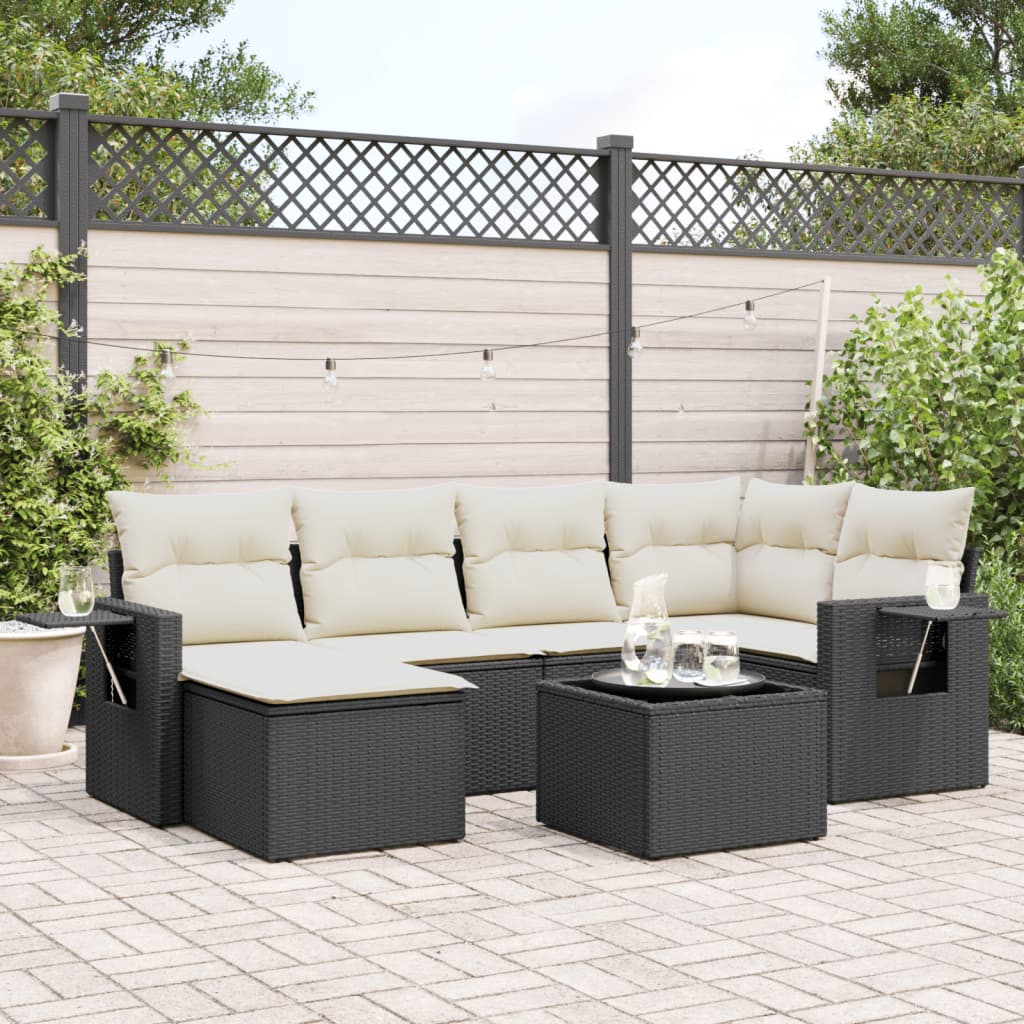 vidaXL 6-Piece Lounge Set with Cushions Poly Rattan Black
