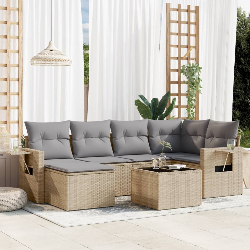 vidaXL 6-Piece Lounge Set with Cushions Poly Rattan Black